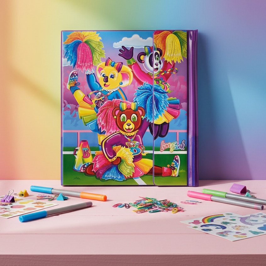 Vintage Lisa Frank | RARE Unused 1990s Cheerleader Bears Tri-Fold Binder