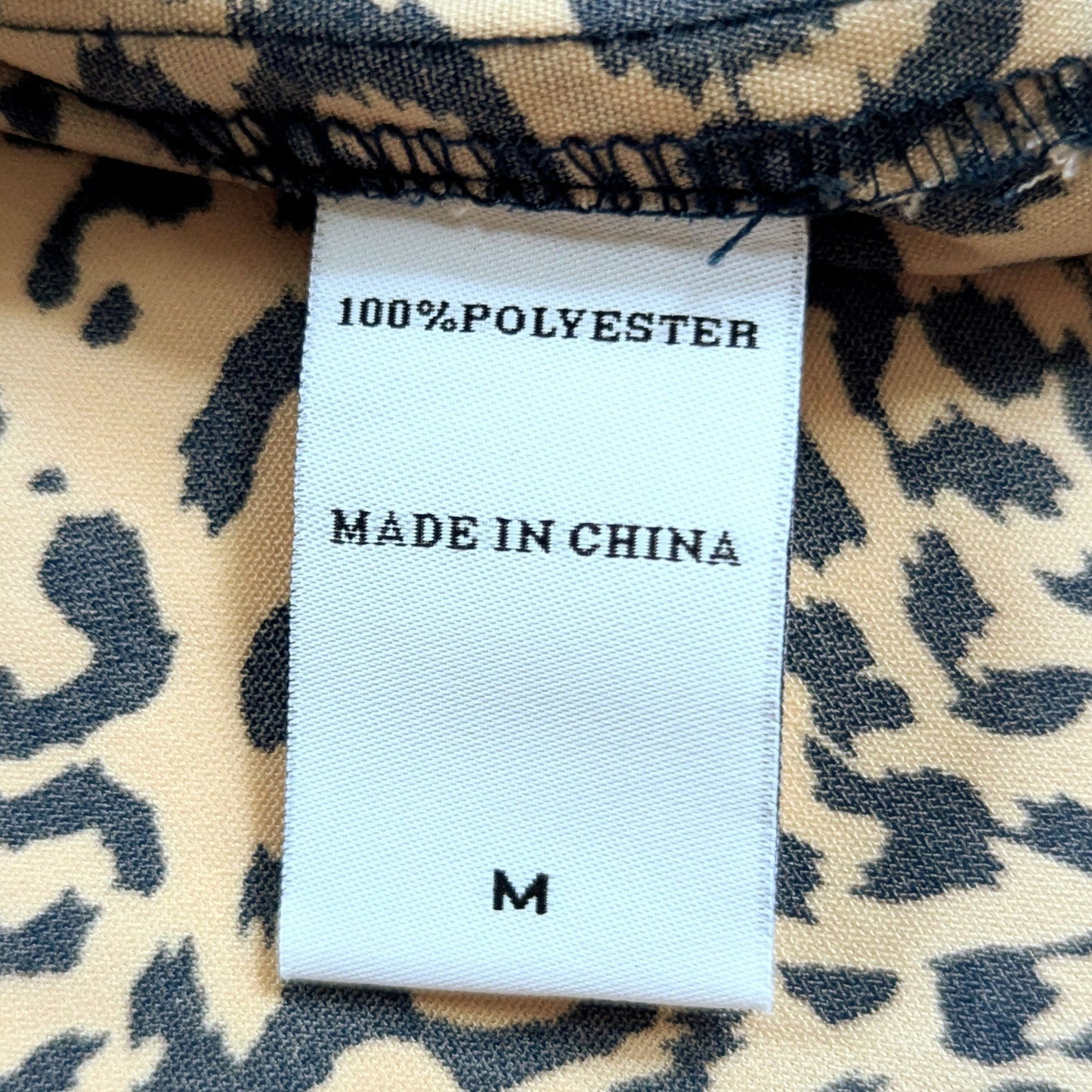 Navy Cheetah Print Keyhole Silky Blouse | Women's M