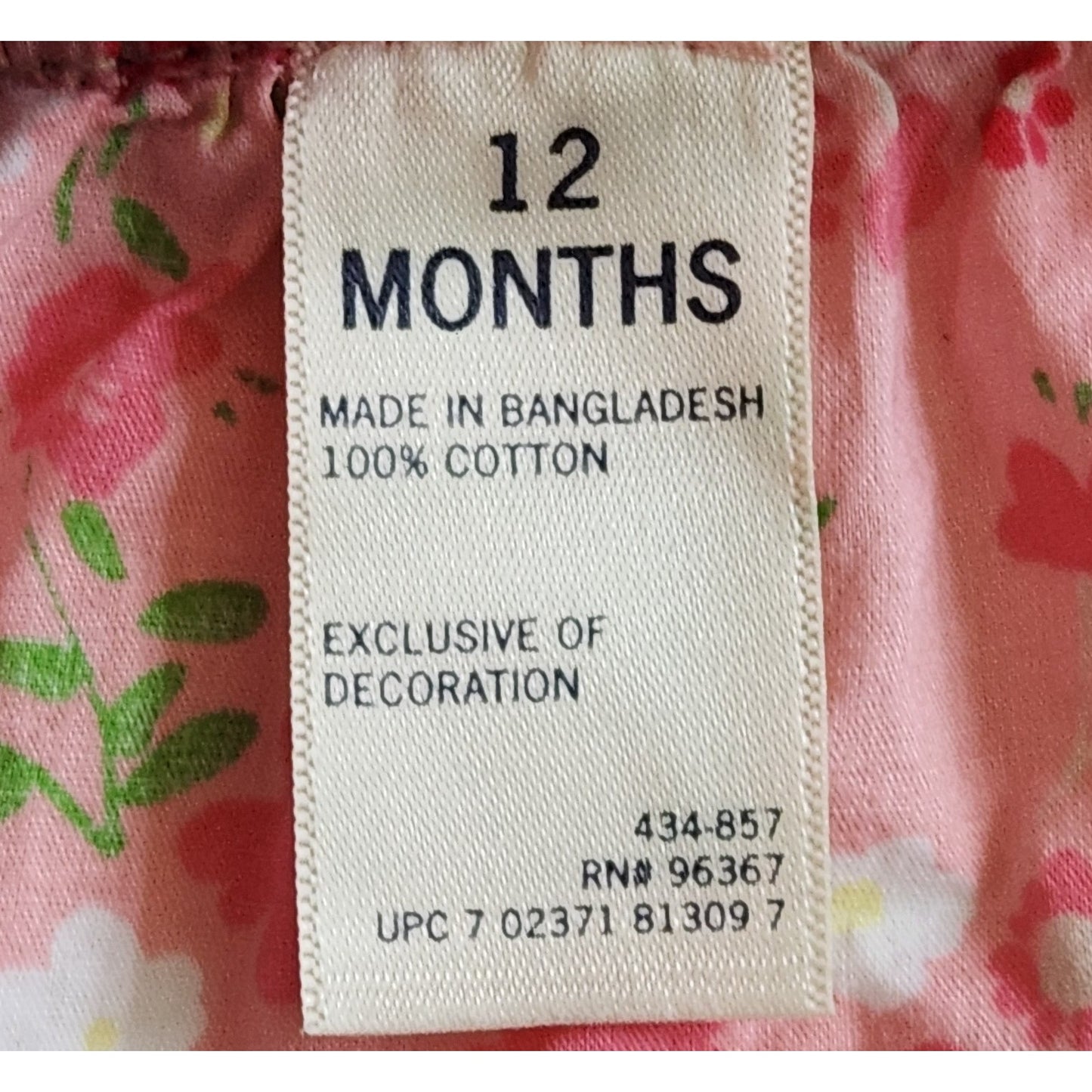 Oshkosh B'Gosh Pink Floral Gingham Eyelet Skirted Overalls | Baby Size 12 months