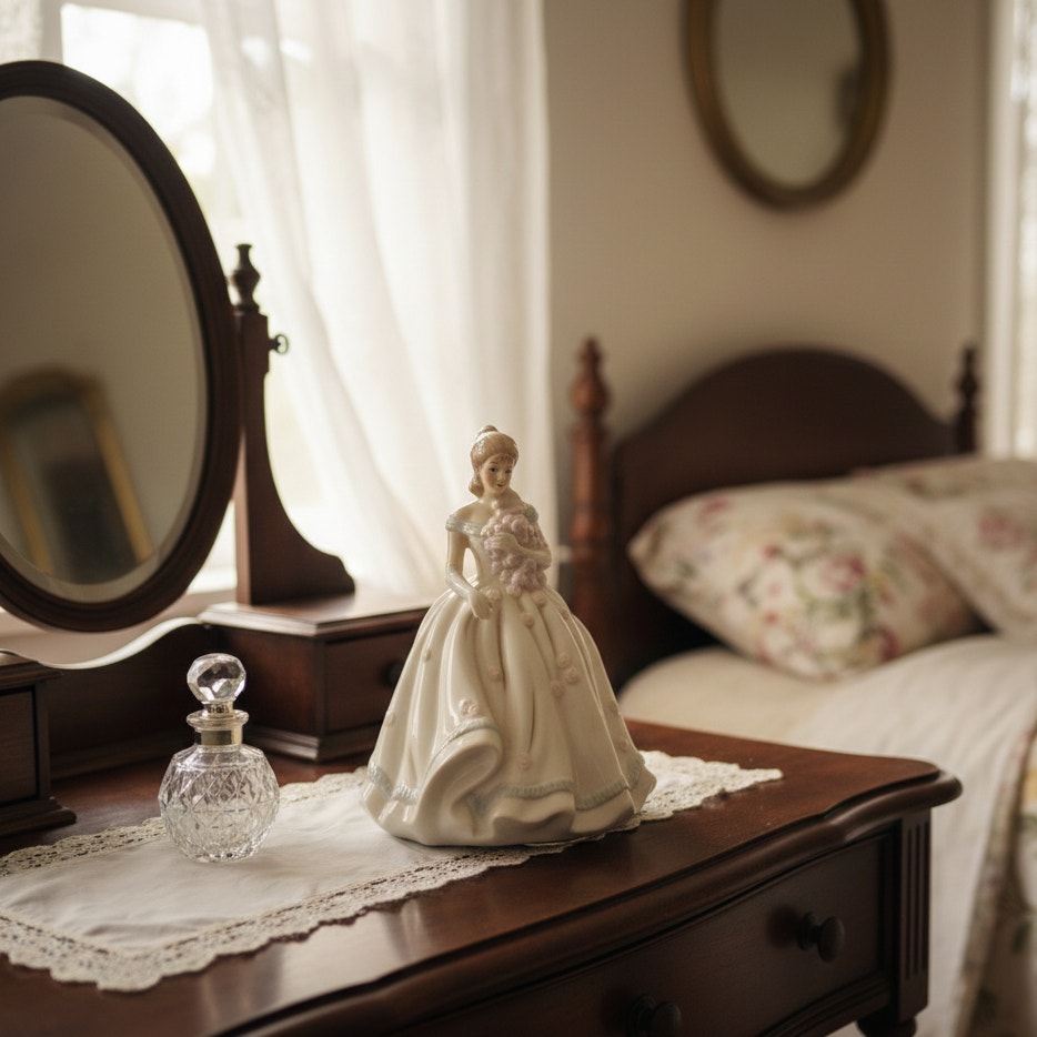 Vintage 1980s Porcelain Musical Lady Figurine – “Unchained Melody”