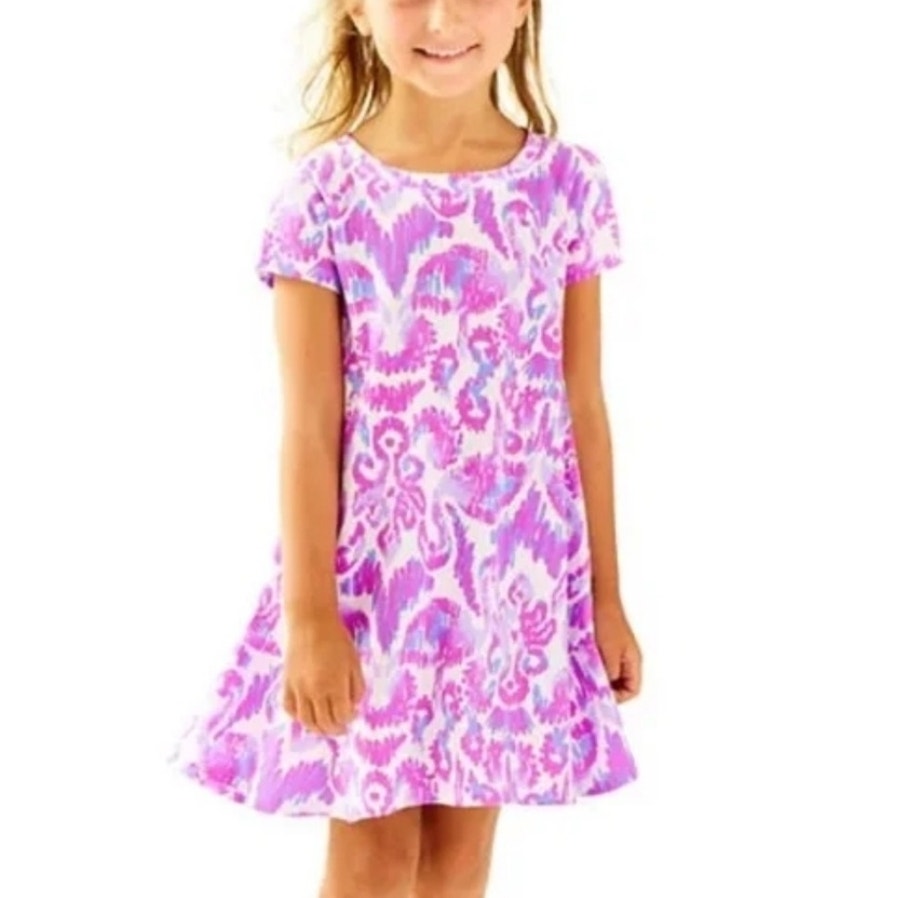 Lilly Pulitzer Girls Mara Dress Fantasea Blue Current Size M 6-7