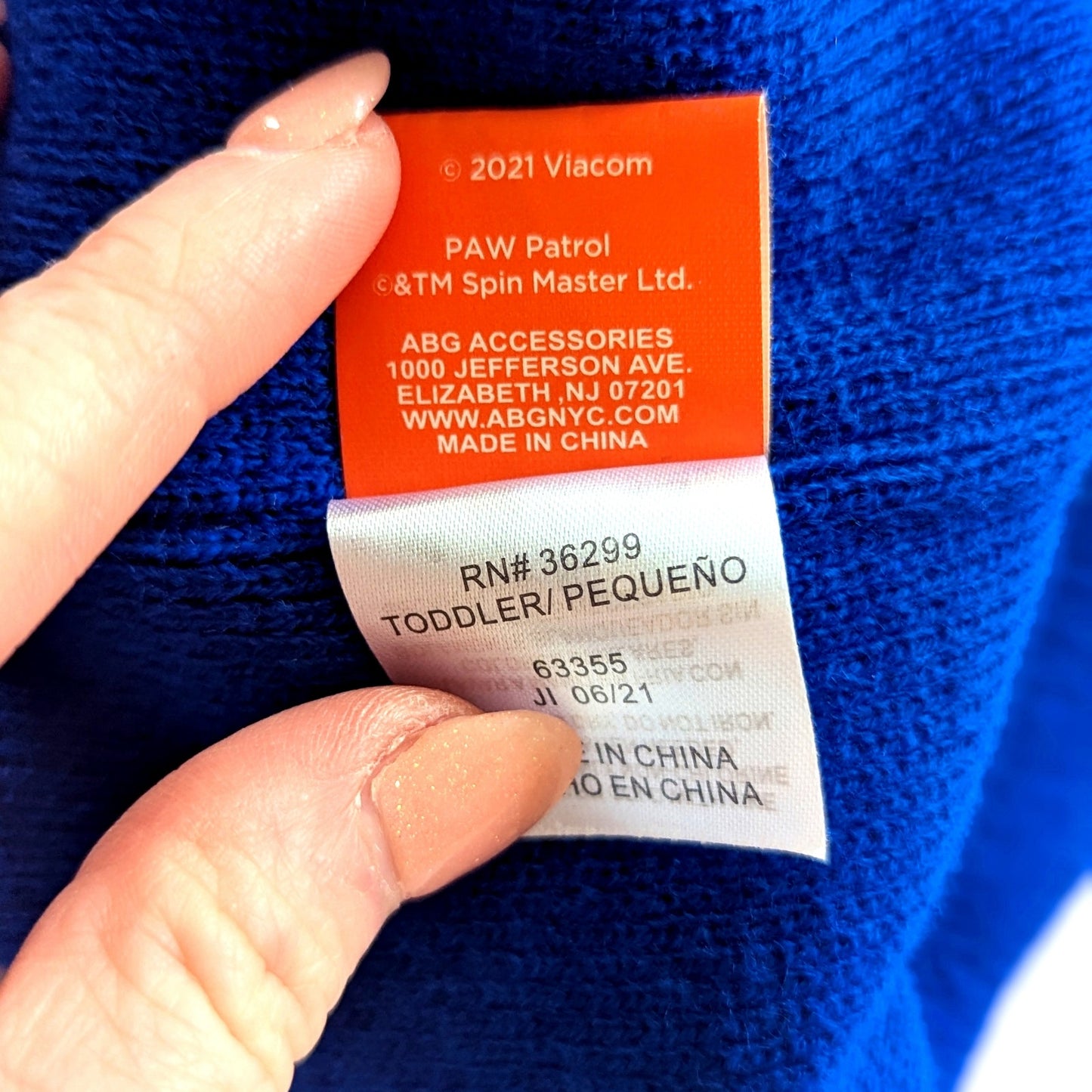 Nickelodeon Paw Patrol Toddler Winter Beanie Hat – Pom Pom Blue, Red & Gray Stripes