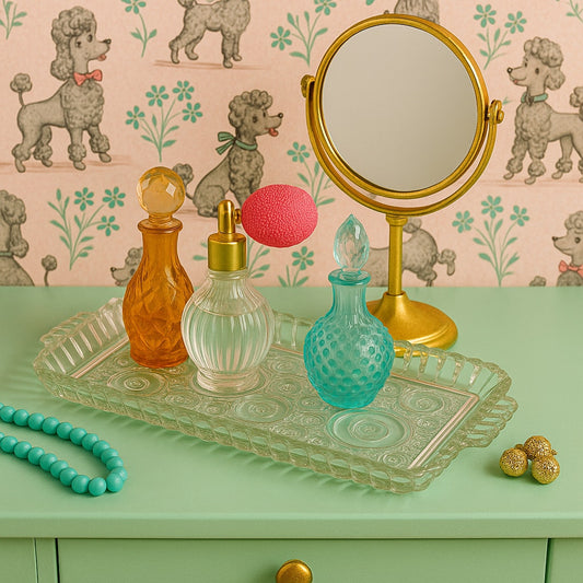 1950s Colonial Lady Serva-Snack Glass Tray