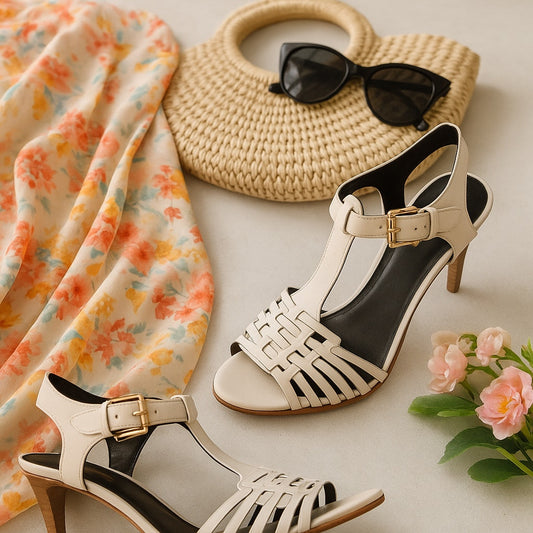 Coach Izzy Ivory White Leather Strappy Sandals Wooden Stiletto Heels Women's Size 7