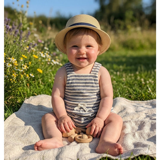 ⚓ Janie and Jack | Merchant Marine Striped Terry Romper | Baby 6-12M