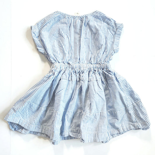 J.Crew Crewcuts Girls Cotton Blue Striped Drawstring Dress Size 4
