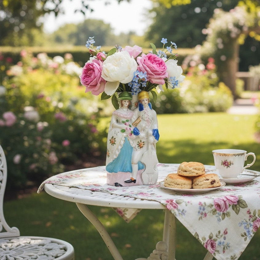Antique Japanese Figural Porcelain Wall Pocket Vase