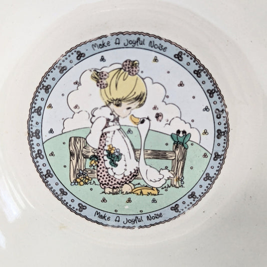 Vintage 1992 Precious Moments “Make a Joyful Noise” Bowls – 7” Wide Ceramic Collectible Home Tableware