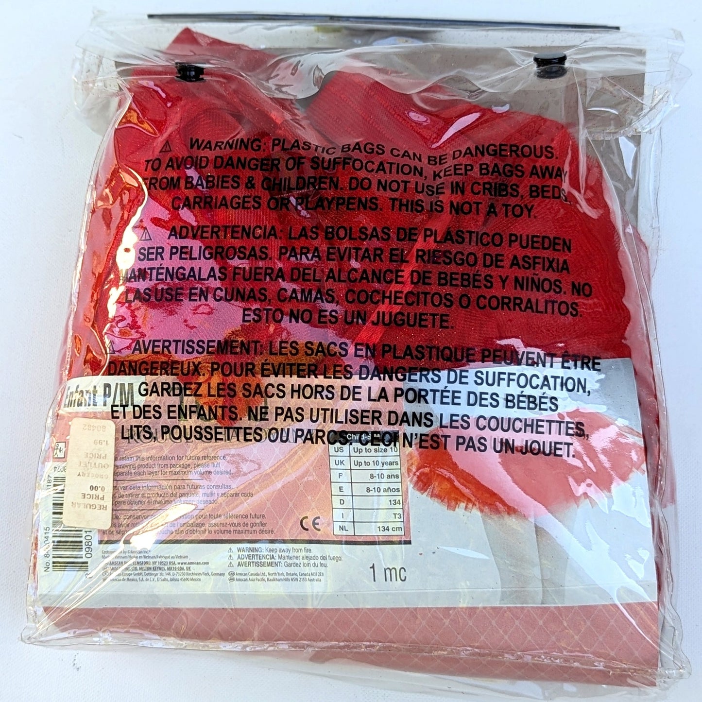 Red Shimmer Tutu Halloween Costume Kids Dress Up Girls S/M Up to Size 10 NIB