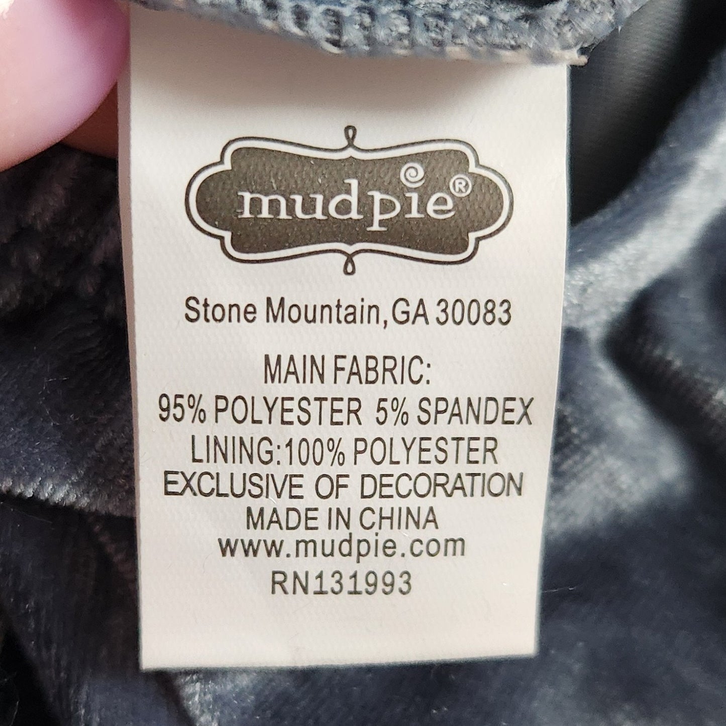 Mud Pie Blue Velvet Baby Romper | Long Sleeve Ruffle One Piece | NWT | Size 3-6M