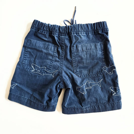 Gymboree Vintage Y2K Infant Shark Embroidered Blue Shorts Size 3-6 Months