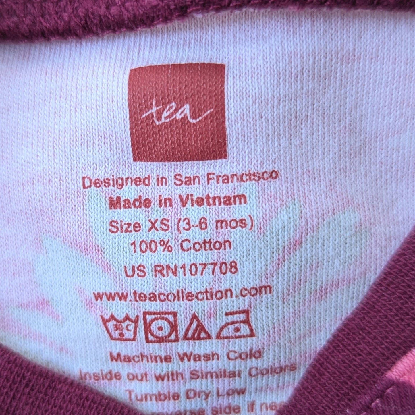 Tea Collection Pink & Green Floral Bird Wrap Dress Infant Sz XS 3-6 mos EUC