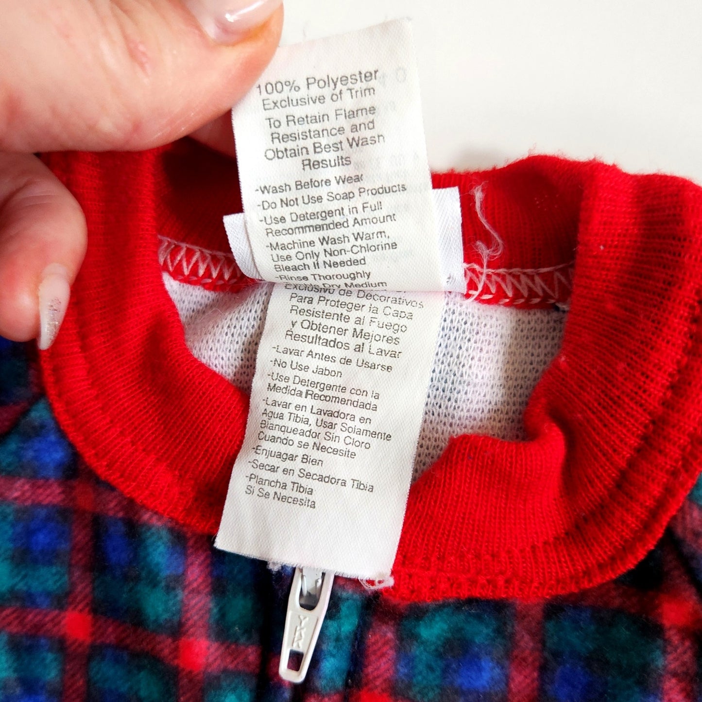 Carter's Vintage 1990s Fleece Footie Pajamas Sleeper Plaid Teddy Bear | Toddler Size 4T