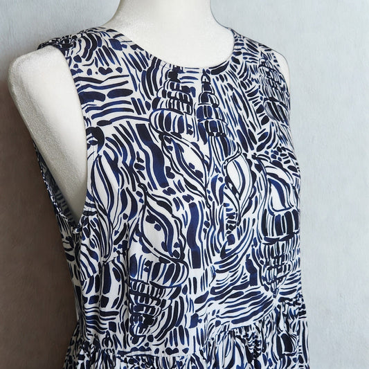 Tyler Böe Women's Blue & White Seashell Print Rachel Maxi Dress Size Small
