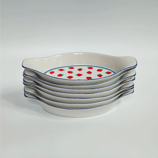 Vintage 1980s Strawberry Fields Ceramic Au Gratin Baker (Multiple Available)