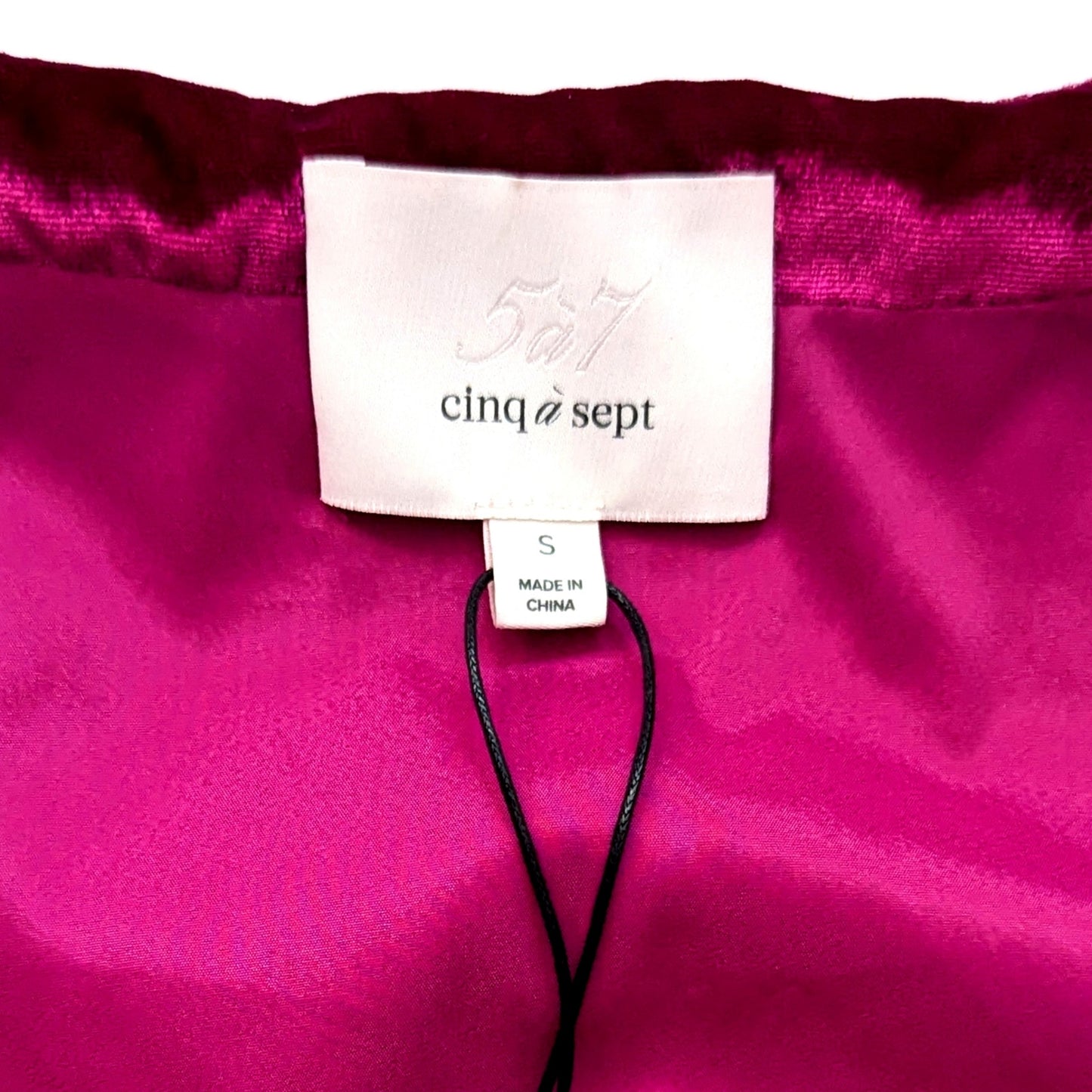 Cinq à Sept Women's Theo Velvet Puff Sleeve Wrap Top Fuschia Size S Silk Rayon Blend NWT