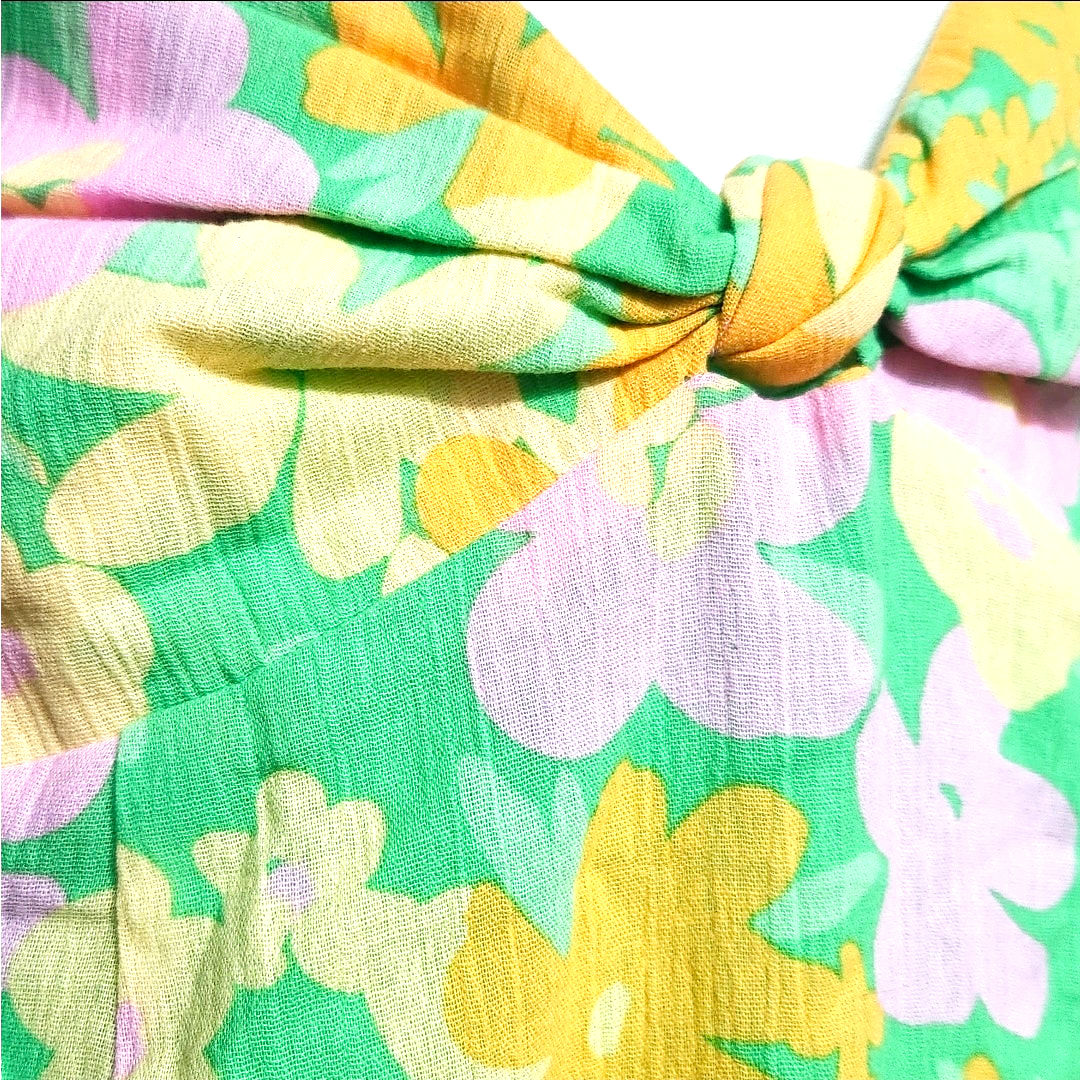 Sabo Skirt Cutout Maxi Dress Women's Size 2 – Retro Floral Print, Knot Front