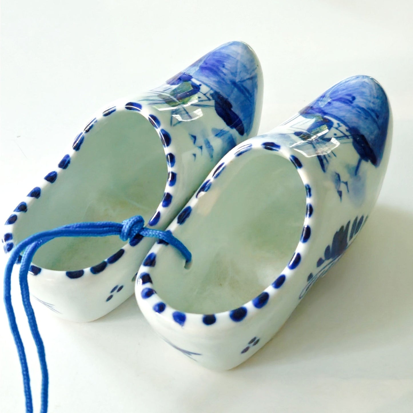 Vintage Mid Century Delft Blue Ceramic Dutch Clog Ornaments Set | Set of 3