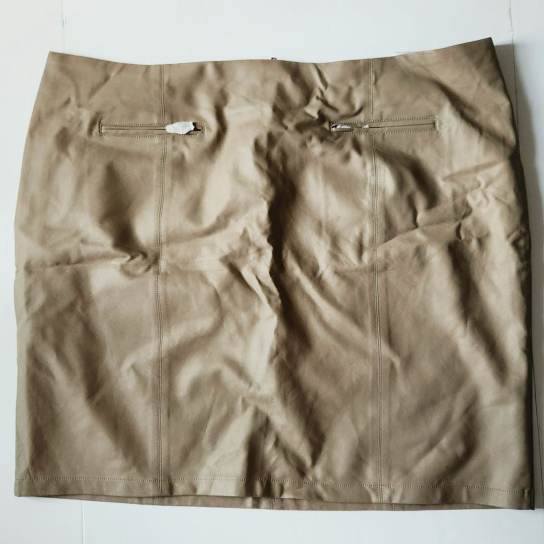 Faux Leather Pencil Skirt | Taupe | Women's 26W