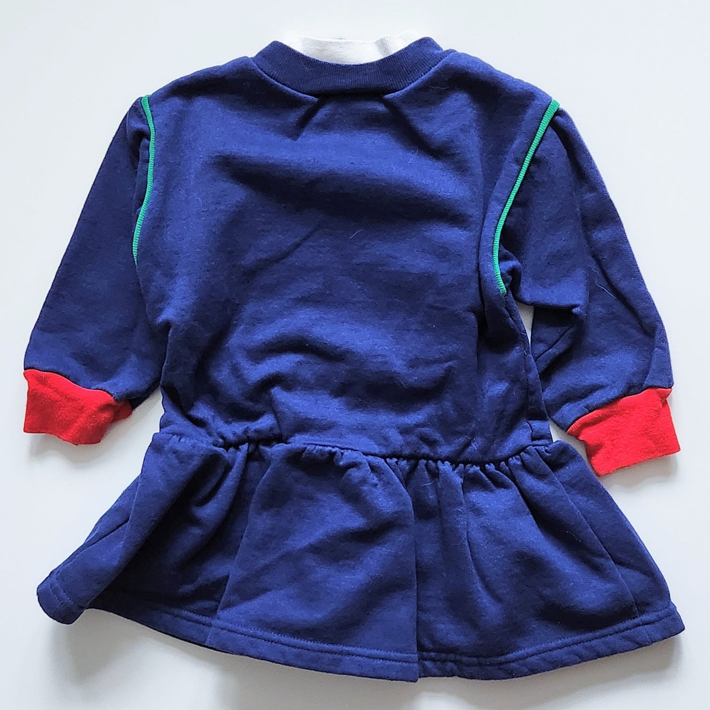 Paddington Bear Vintage 1990s Toddler Girls Blue Sweatshirt Dress Winter Sledding Applique Size 3T