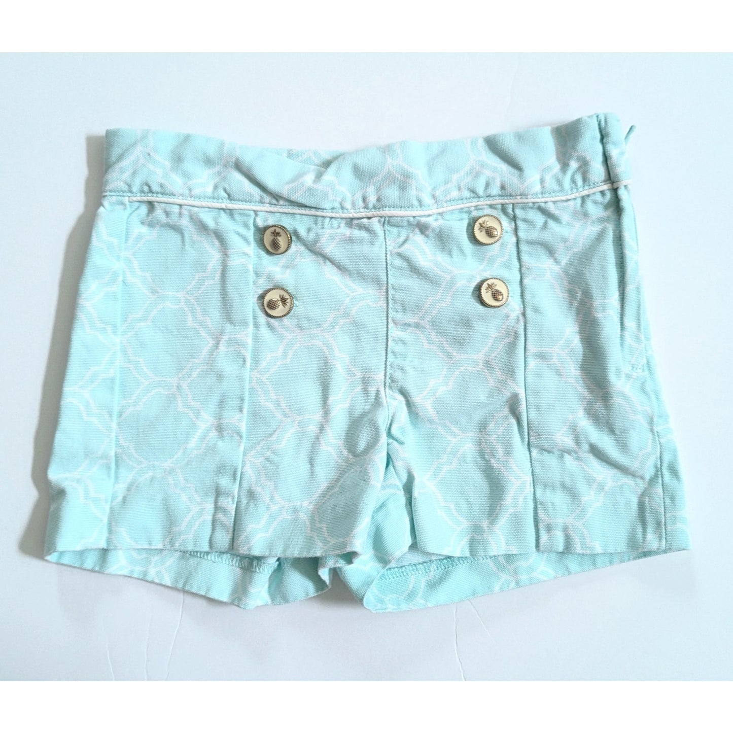 Janie and Jack Toddler Fresh Mint Tile Shorts | Girls 3 | Pineapple Buttons