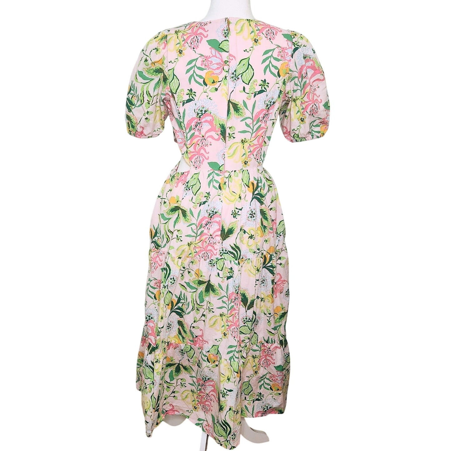 Lilly Pulitzer Women's Lyssa Floral Cotton Midi Dress Multi Via Amore Spritzer Size 8