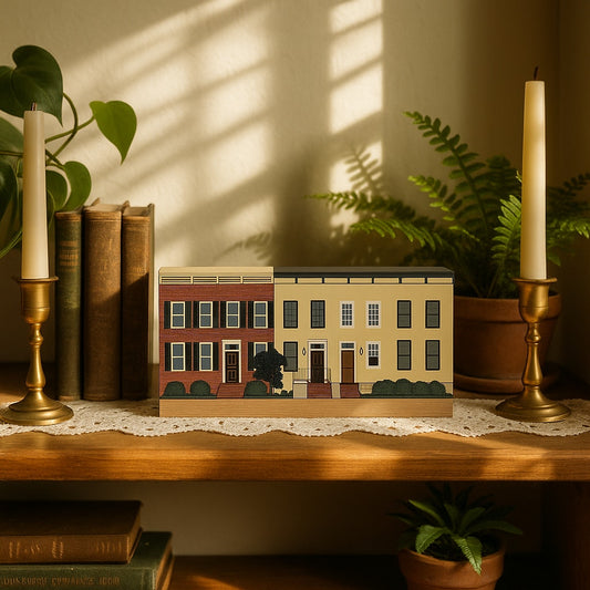 Cat’s Meow Village Ninth Street Row Houses Laurel Maryland | Vintage 2003 | Wooden Collectible Shelf Sitter Mantel Home Decor
