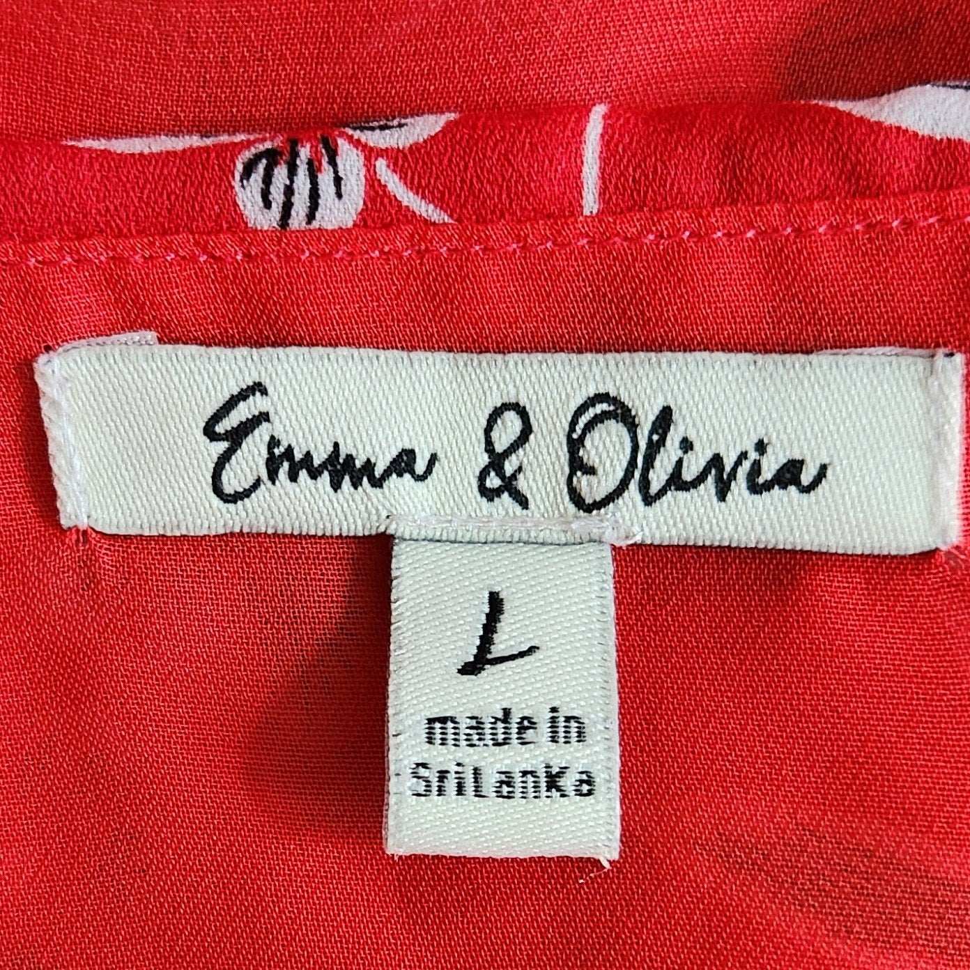 Emma & Olivia Women's Red Cold Shoulder Floral Flutter Sleeve Blouse Size L