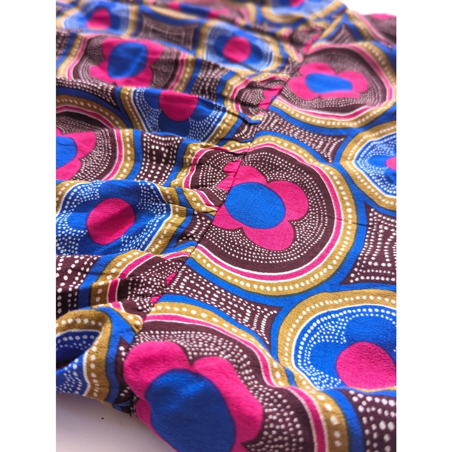 Anthropologie Maeve Miro Dolman Blouse – Retro Mod Silky Top Pink Blue | Women's Size XS