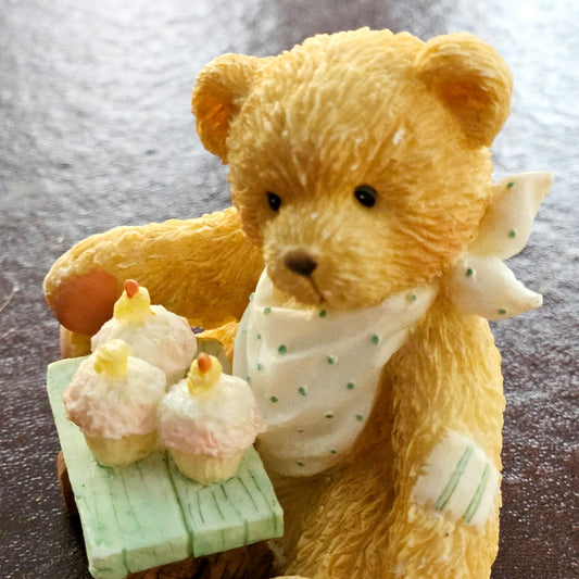 Vintage 1992 Cherished Teddies Age 3 “Three Cheers For You” Figurine | Priscilla Hillman for Enesco