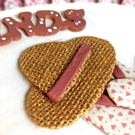 Vintage 1980s Country Friends Oval Hoop Art | Cottagecore Home Decor