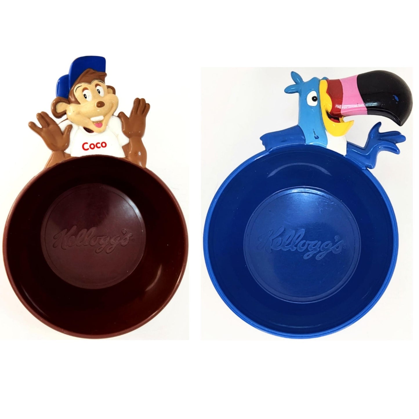Kellogg's Vintage 1990s Plastic Mascot Cereal Bowls | Coco the Monkey & Toucan Sam | Kids Home