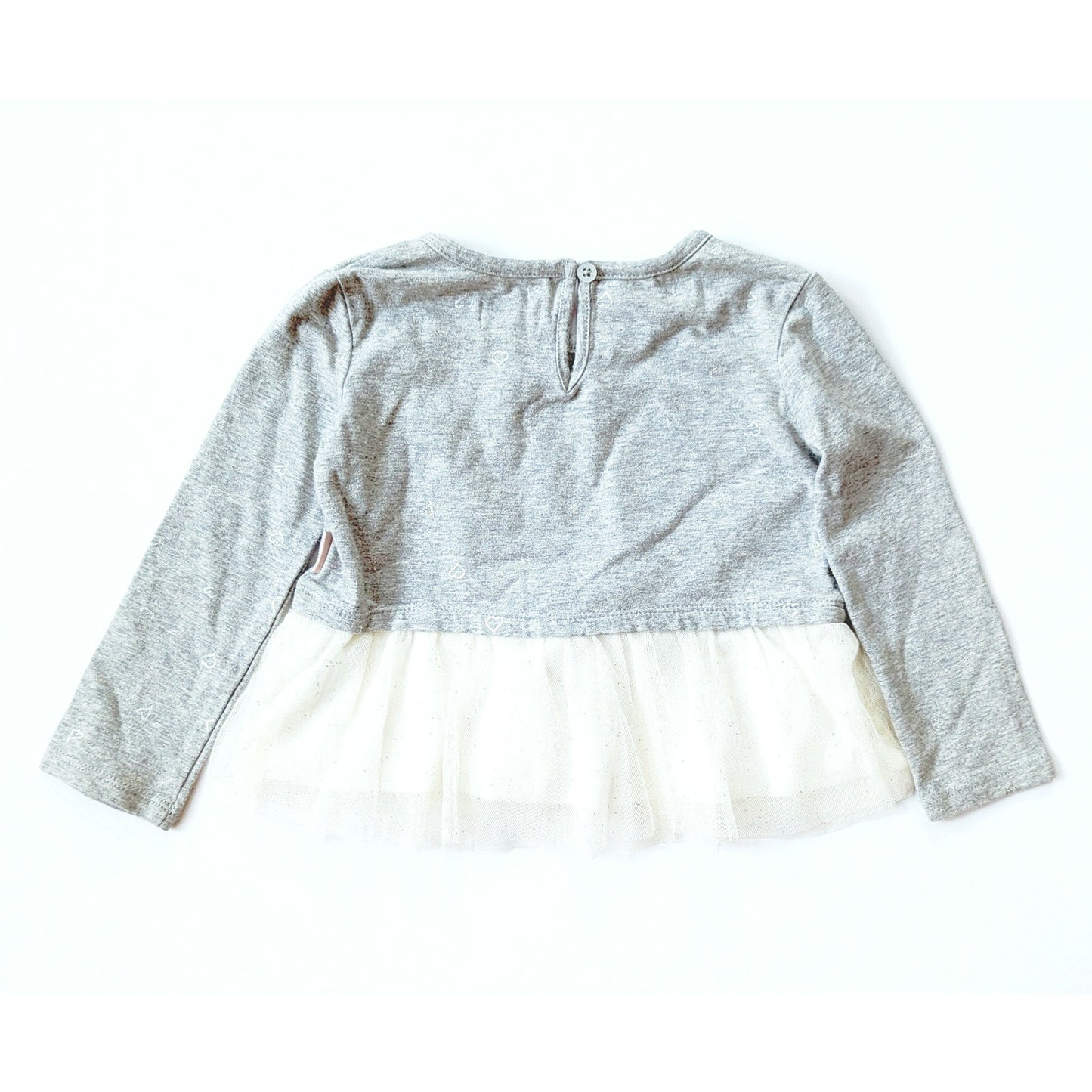 BCBGirls Heather Gray Long Sleeve Tie Top w/ Sparkly Ivory Tulle Tutu Skirt | Toddler Girls 2T