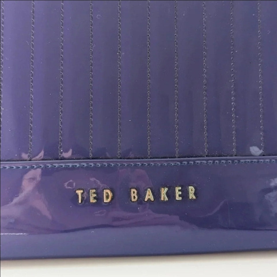 Ted Baker Quilted Patent Leather iPad Tablet Case Portfolio Purple Glossy | Women