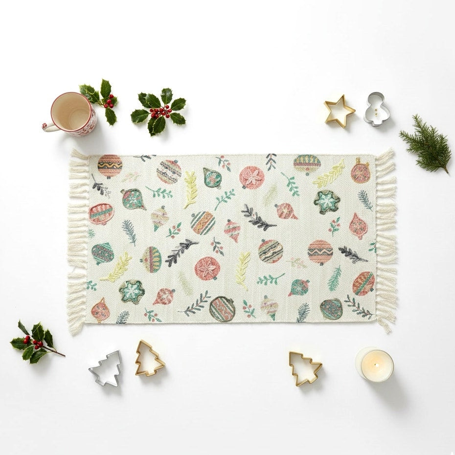 Washable Holiday Ornament Accent Rug | 27″ × 45″ (NWT)