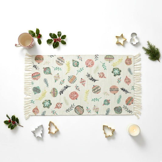 Washable Holiday Ornament Accent Rug | 27″ × 45″ (NWT)