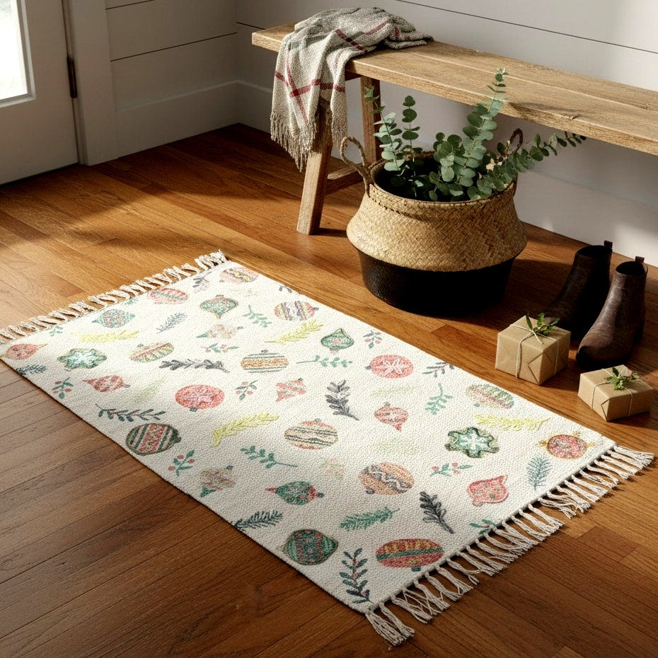 Washable Holiday Ornament Accent Rug | 27″ × 45″ (NWT)