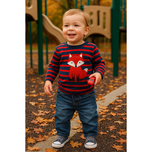 Vintage Y2K Baby Boden Denim Jeans | Toddler Pants | Red & Blue Striped Waistband | Jersey Lined Cozy Cotton | 18-24 Months