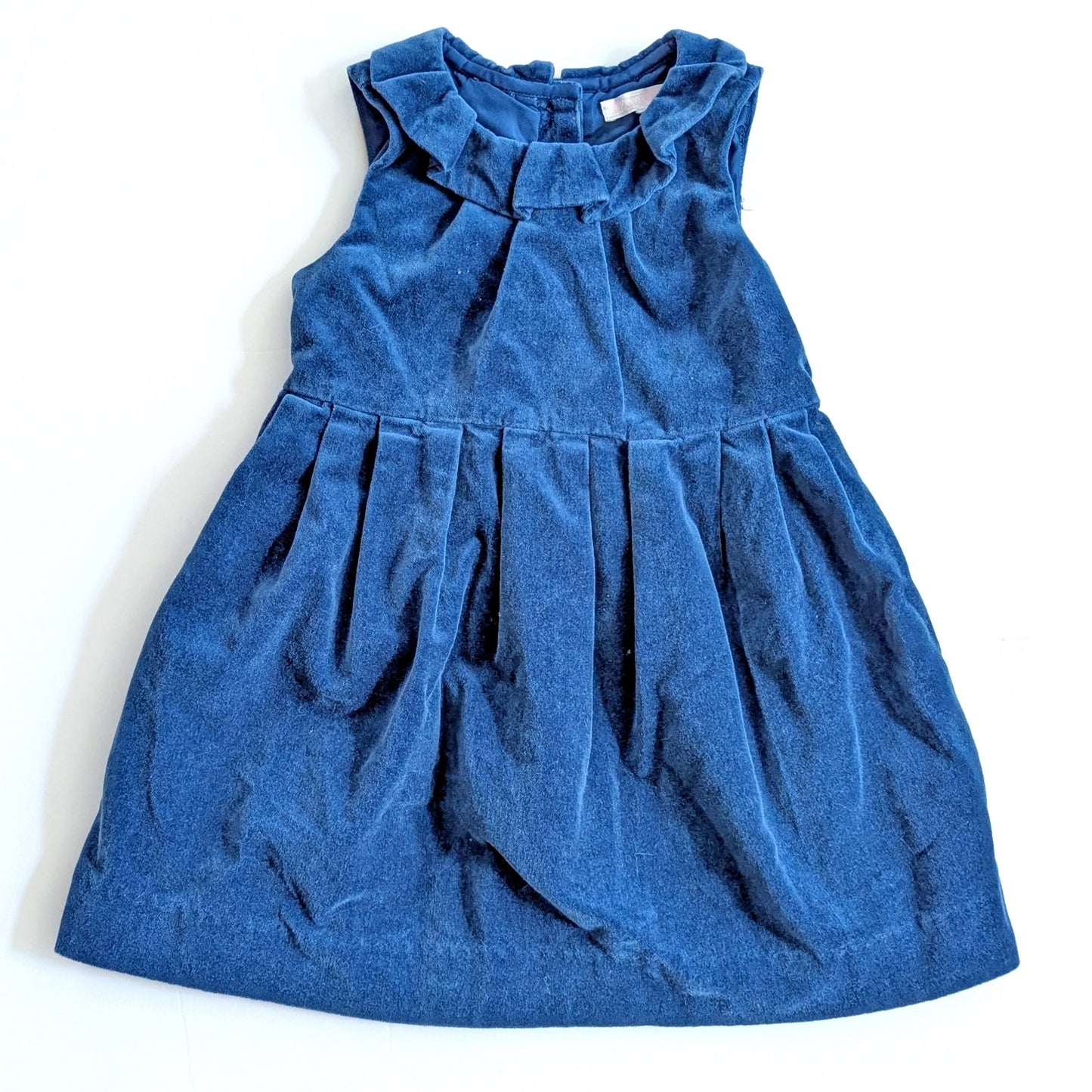 Janie and Jack Sapphire Blue Velveteen Pleated Dress | Luxe Winter Line | Baby Girl 12-18M