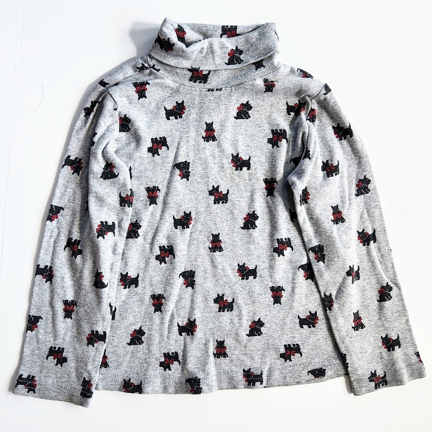 Gymboree Girls Scottie Dog Print Gray Turtleneck | 100% Cotton | Size 6