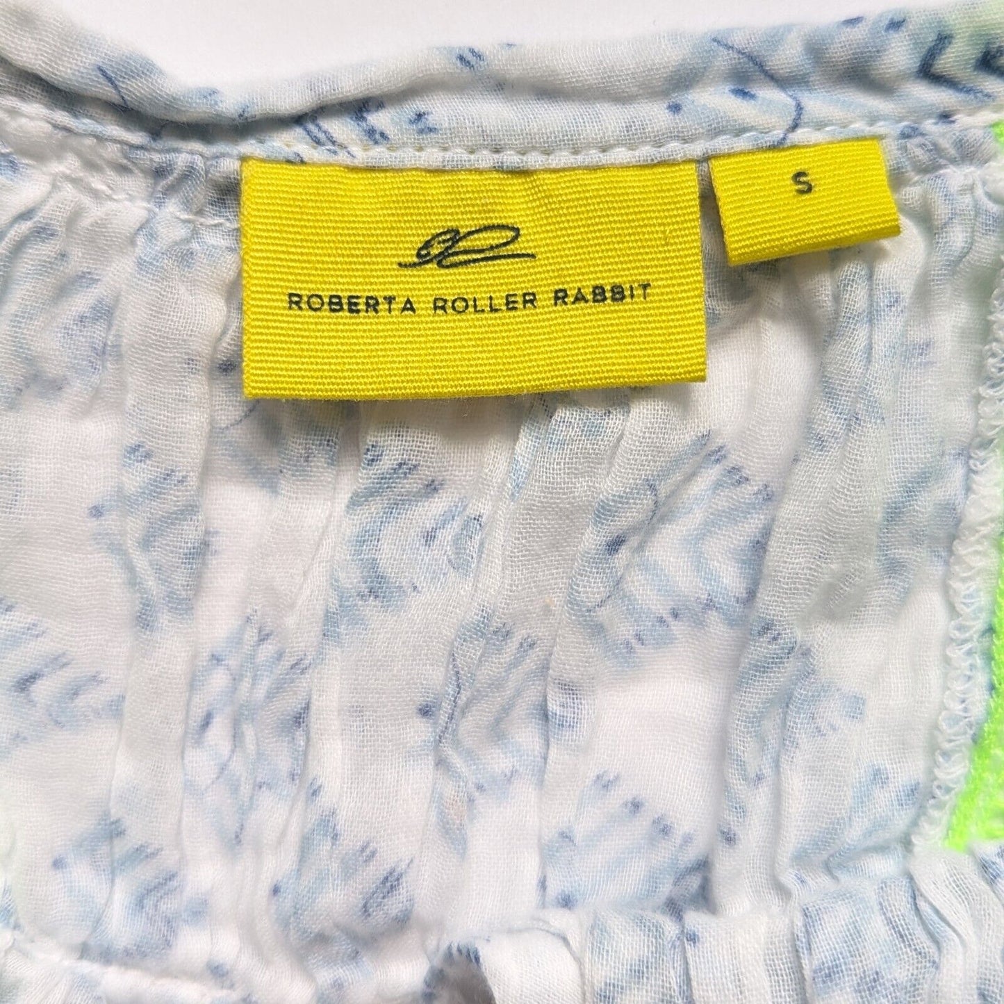 Roberta Roller Rabbit Lightweight Cotton Voile Long Sleeve Blouse Women's Size Small