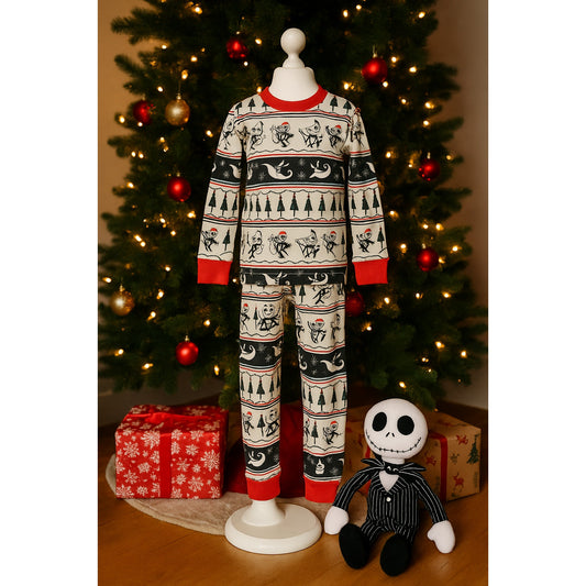 Disney's The Nightmare Before Christmas Halloween Fair Isle Long John Pajamas | Kids Size 8