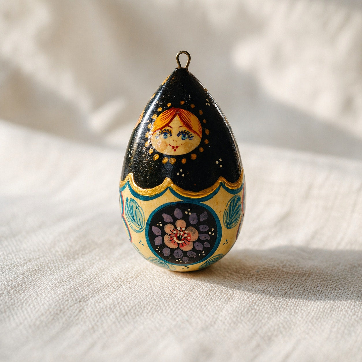 Vintage Hand Painted Russian Nesting Doll Ornament