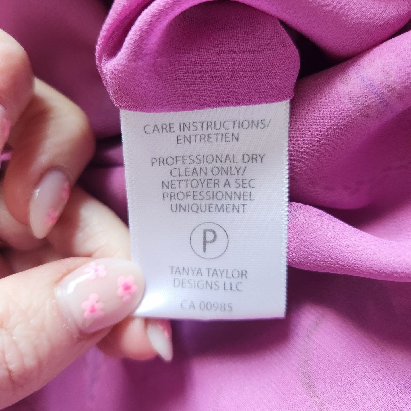 Tanya Taylor Dita Silk Wrap Ruffle Dress – Jungle Leaves Purple – Size 8