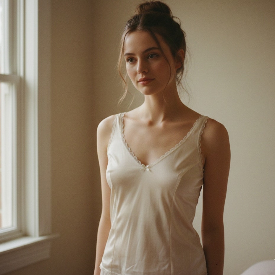 Vintage Warner’s Perfect Measure Lace-Trim Nylon Camisole (USA Made)