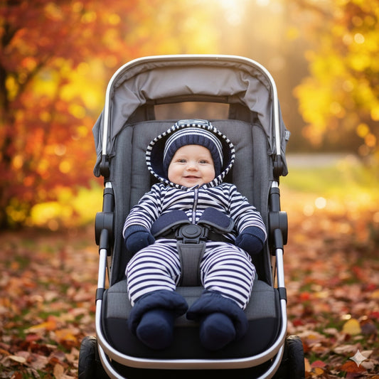 Reversible Striped Hooded Baby Fleece Bunting Coat | Navy Blue & White | Size 60 (3–6 Months)