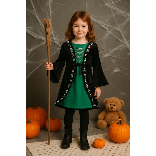 🧙‍♀️ Disney Hocus Pocus Winifred Sanderson Halloween Cosplay Dress | Girls M 7/8