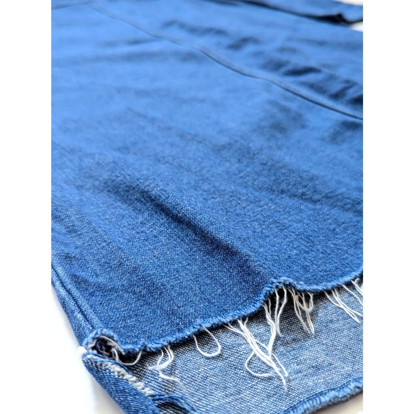 Madewell 3/4 Sleeve Denim Shift Dress Cotton Linen Blend Raw Hem | Women's Size XXS