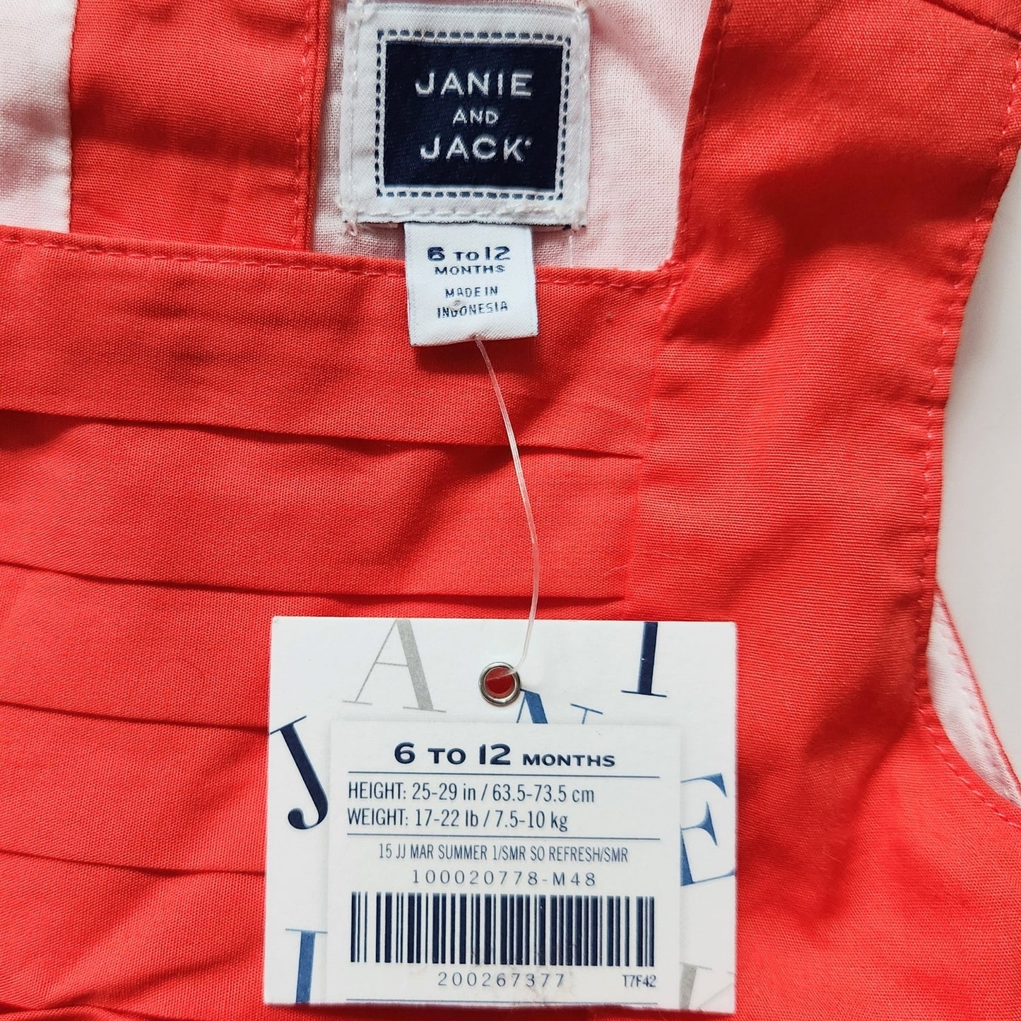 ✨ Janie and Jack Coral & Peach Batiste Baby Dress w/ Bow + Bloomers | Size 6-12M | NWT