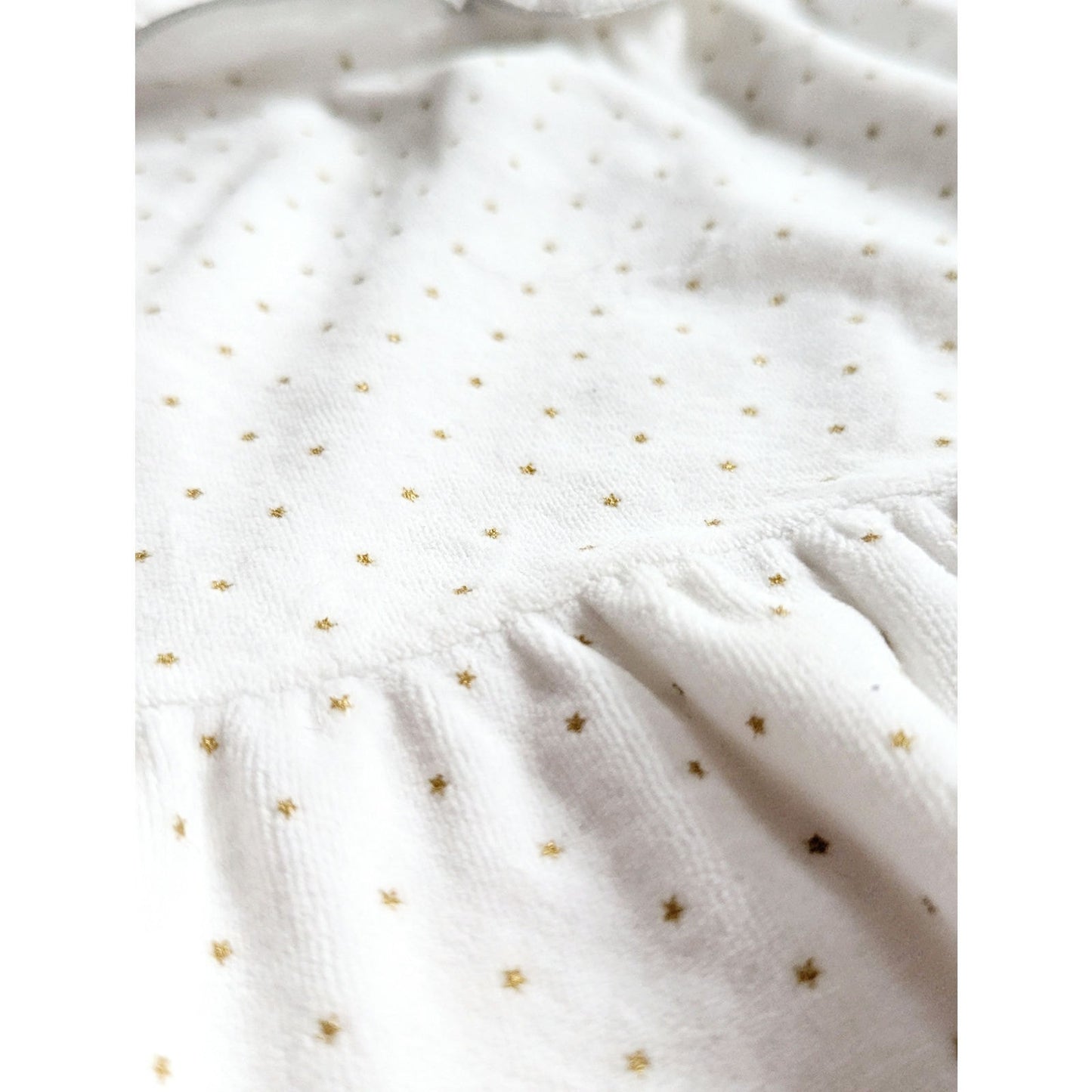 🎄 Sergent Major Long Sleeve White Gold Star Velour Holiday Dress – Girls Size 8 (128 cm)